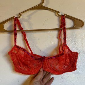 Victoria's Secret Coral Lace Bra 34C